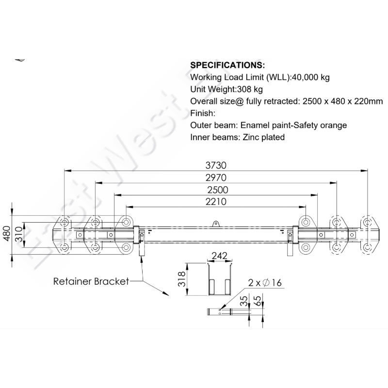 Crane Spreader Beam 40000 Kg Capacity Spreader Beam Crane Spreader